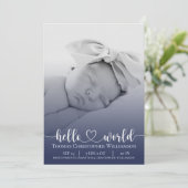 Modern Simple Baby Boy Ankündigung Foto Script (Stehend Vorderseite)