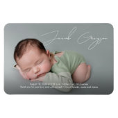 Modern Simple Baby Boy Name Script Foto Birth Magnet (Horizontal)