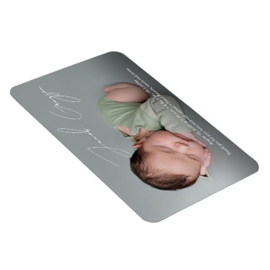 Modern Simple Baby Boy Name Script Foto Birth Magnet (Rechte Seite)