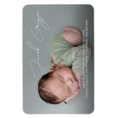 Modern Simple Baby Boy Name Script Foto Birth Magnet (Vertikal)