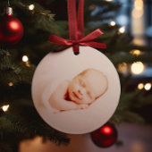 Modern Simple Baby First Christmas Baby Photo Keramik Ornament