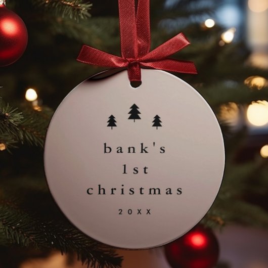 Modern Simple Baby First Christmas Tree Foto Keramik Ornament