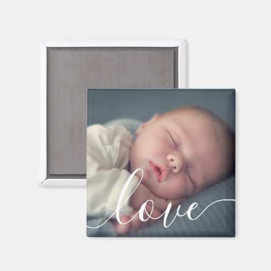Modern Simple Baby Foto Script Magnet (Vorderseite/Rückseite)