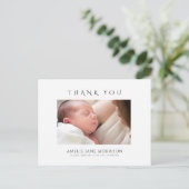 Modern Simple Baby Photo Birth Announcement Postkarte (Stehend Vorderseite)