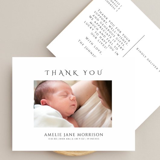 Modern Simple Baby Photo Birth Announcement Postkarte