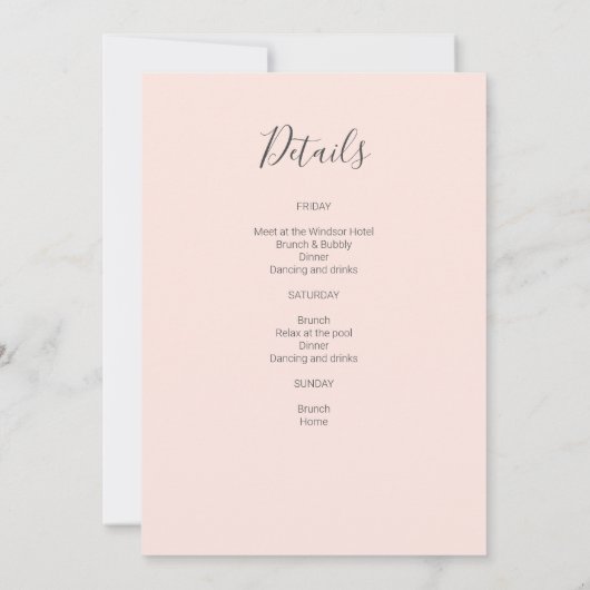 Modern Simple Bachelorette Weekend Einladung (Rückseite)