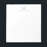Modern Simple Basic Dusty Blue Monogram Initial Notizblock<br><div class="desc">Das Design zeichnet sich durch einen personalisierten Monogramm-Initial und Namen in einem einfachen und modernen typografischen Schriftart aus.</div>