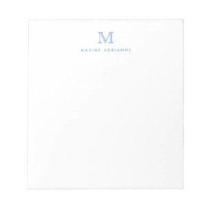 Modern Simple Basic Dusty Blue Monogram Initial Notizblock