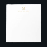 Modern Simple Basic Imitats Gold Monogram Initial Notizblock<br><div class="desc">Das Design zeichnet sich durch einen personalisierten Monogramm-Initial und Namen in einem einfachen und modernen typografischen Schriftart aus.</div>