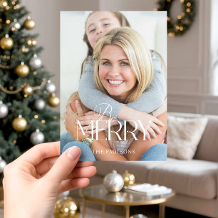 Modern Simple Be Merry Typografie 1 Foto Feiertagskarte