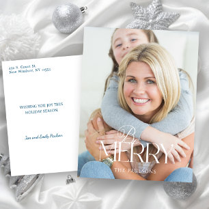 Modern Simple Be Merry Typografie 1 Foto Feiertagspostkarte