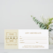 Modern Simple Beige Business Logo Gift Certificate (Stehend Vorderseite)