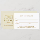 Modern Simple Beige Business Logo Gift Certificate (Vorne/Hinten)