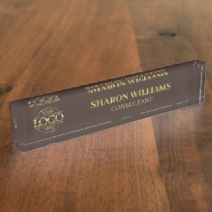 Modern Simple Beruflich Brown Gold Office Namensplakette