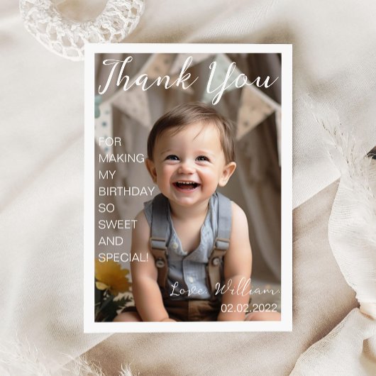 Modern Simple Birthday Foto Vielen Dank Einladung