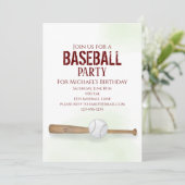 Modern Simple Birthday Watercolor Baseball Niedlic Einladung (Stehend Vorderseite)