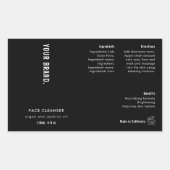 Modern Simple Black 4 OZ Cosmetic Flasche Label Rechteckiger Aufkleber (Vorderseite)
