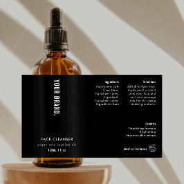 Modern Simple Black 4 OZ Cosmetic Flasche Label Rechteckiger Aufkleber