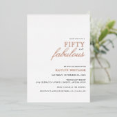 Modern Simple Black 50 and Fabulous Birthday Party Folieneinladung (Stehend vorne)