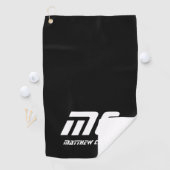 Modern Simple Black and White Masculine Monogram Golfhandtuch (Insitu)