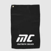 Modern Simple Black and White Masculine Monogram Golfhandtuch (Vorderseite)