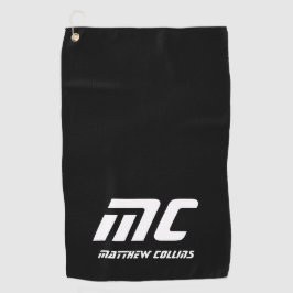 Modern Simple Black and White Masculine Monogram Golfhandtuch