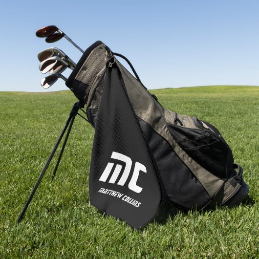 Modern Simple Black and White Masculine Monogram Golfhandtuch (Gras)