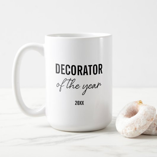 Modern Simple Black and White Script Decorator Kaffeetasse (Mit Donut)