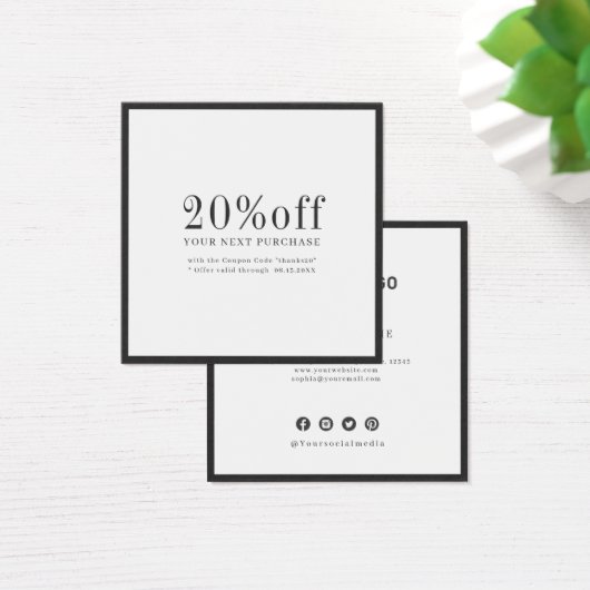 Modern Simple Black Border Business Discount card (Schreibtisch)