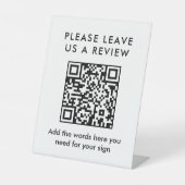 Modern Simple Black Custom Leave a Review QR Code Sockelschild (Vorderseite)