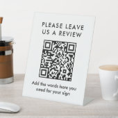 Modern Simple Black Custom Leave a Review QR Code Sockelschild (In SItu)