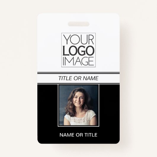 Modern Simple Black Foto Beruflich Name Tag Ausweis (Vorderseite)