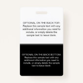 Modern Simple Black Foto Beruflich Name Tag Ausweis (Rückseite)