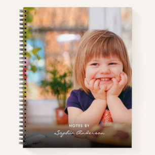 Modern Simple Black Foto Script Monogram Notizblock