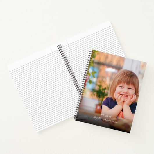 Modern Simple Black Foto Script Monogram Notizblock (Innenseite)