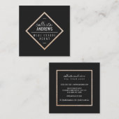 Modern Simple Black Gold Glitzer Diamond Square Quadratische Visitenkarte (Vorne/Hinten)