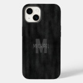 Modern Simple Black Minimalistisch Textured Monogr Case-Mate iPhone Hülle (Rückseite)