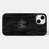 Modern Simple Black Minimalistisch Textured Monogr Case-Mate iPhone Hülle (Rückseite (Horizontal))