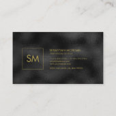 Modern Simple Black Minimalistisch Textured Monogr Visitenkarte (Rückseite)