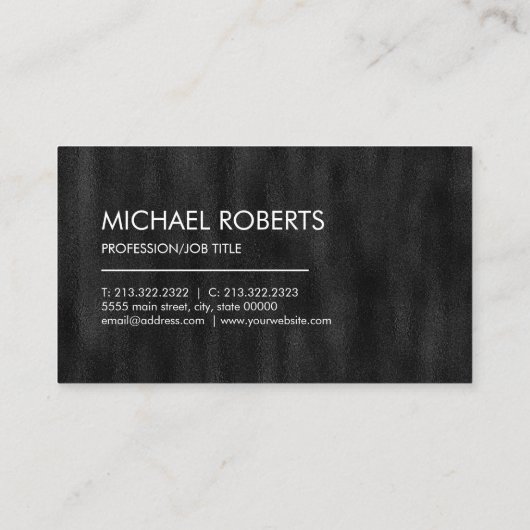 Modern Simple Black Minimalistisch Textured Monogr Visitenkarte (Rückseite)