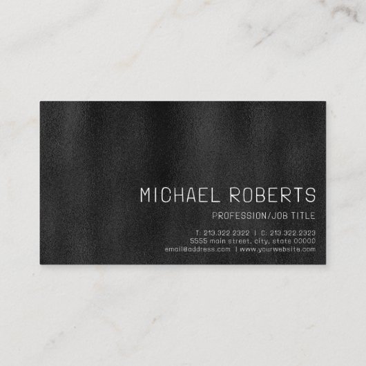 Modern Simple Black Minimalistisch Textured Monogr Visitenkarte (Rückseite)