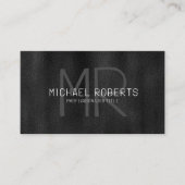 Modern Simple Black Minimalistisch Textured Monogr Visitenkarte (Vorderseite)