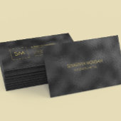 Modern Simple Black Minimalistisch Textured Monogr Visitenkarte