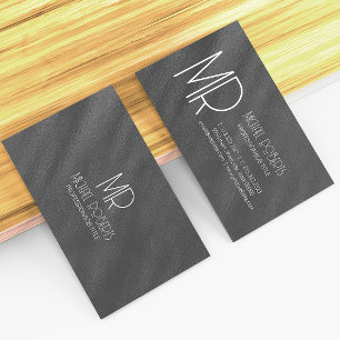 Modern Simple Black Minimalistisch Textured Monogr Visitenkarte