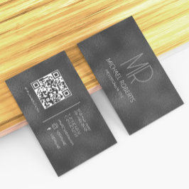 Modern Simple Black Minimalistisch Textured Monogr Visitenkarte