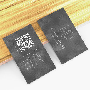 Modern Simple Black Minimalistisch Textured Monogr Visitenkarte
