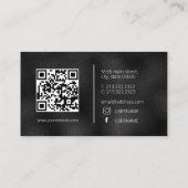 Modern Simple Black Minimalistisch Textured Monogr Visitenkarte (Rückseite)