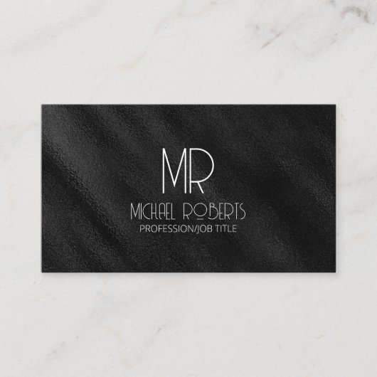 Modern Simple Black Minimalistisch Textured Monogr Visitenkarte (Vorderseite)