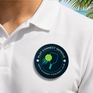 Modern Simple Black Neon Pickleball Sportclub  Button