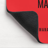 Modern Simple Black Red Minimalist Bold Text Name Mousepad (Ecke)